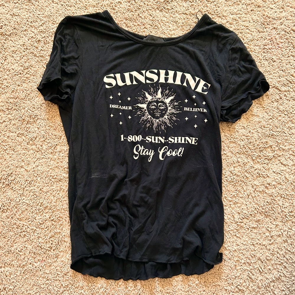 Black white graphic t-shirt, SUPER stretch, medium, never worn
